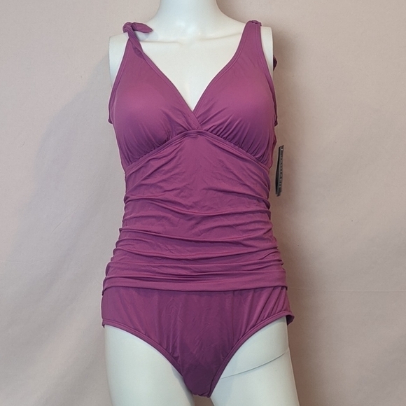 Jantzen One Piece Purple Low Back Swimsuit size 12 - Picture 1 of 5